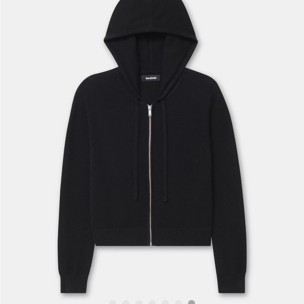 NAADAM Cropped Black Zip Up Hoodie XL